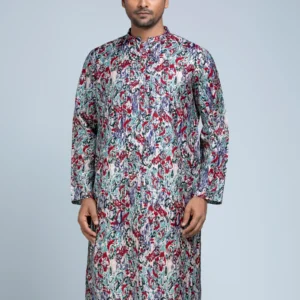 Light Brown Printed Endi Silk Panjabi